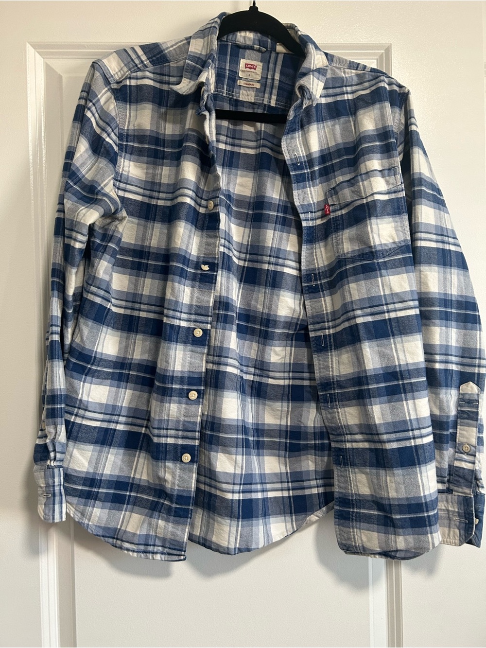 Levi's Blue and White Plaid Button-Down Shirt